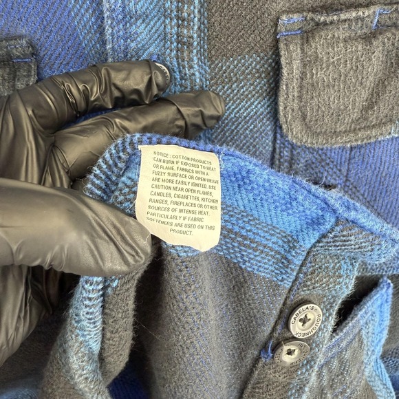 Cabela's Shirt Mens Medium Blue Black Plaid Flannel Long Sleeve Button Front - Picture 6 of 11